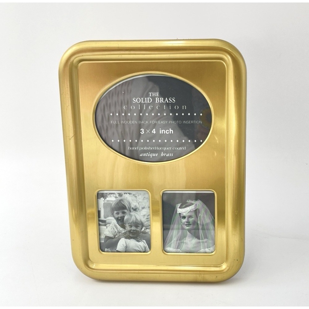 Solid Brass 3 photo Picture Frame Tabletop easel Modern Minimalist Glossy